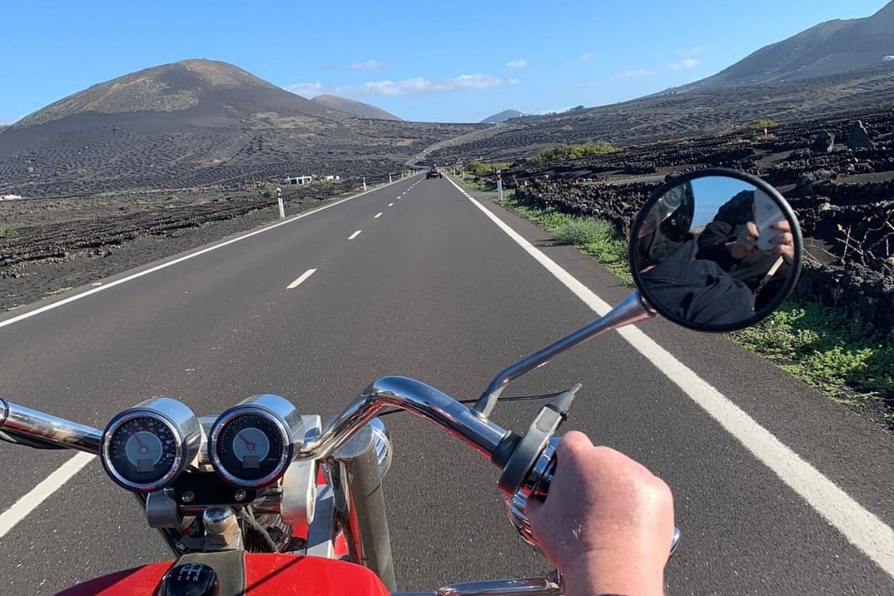 First person view from a trike on the open roads of Lanzarote