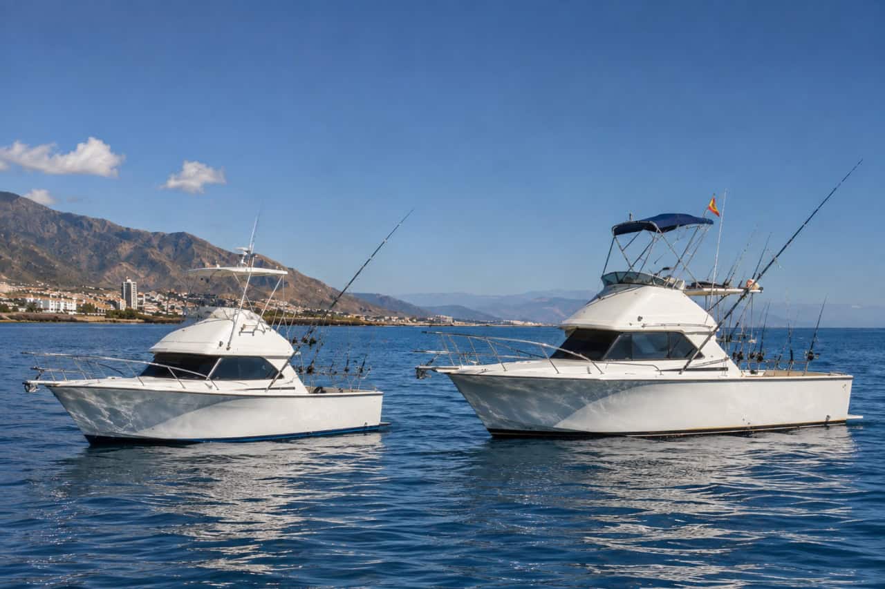 No Limits sport-fishing boats available for private fishing charters in Tenerife, carrying groups of up to seven or ten guests.