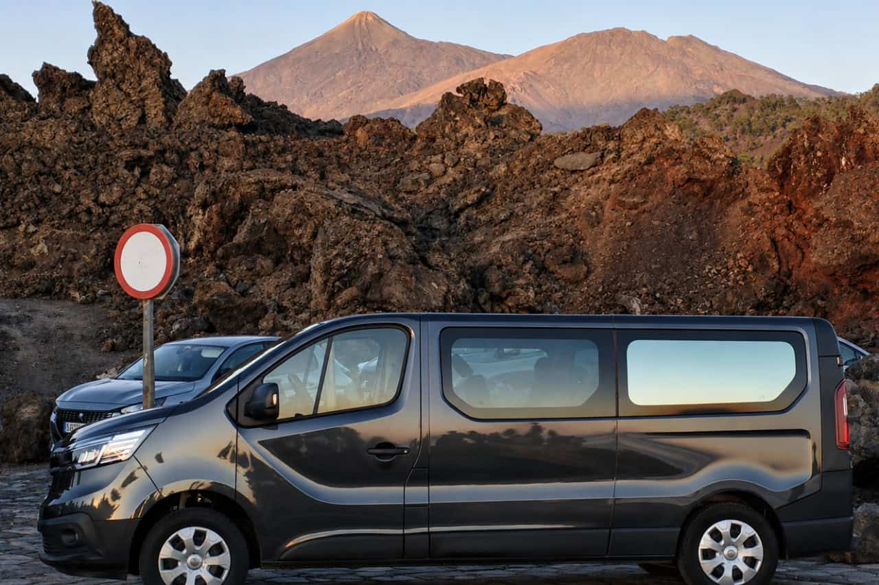 Tour van among volcanic rocks in Teide National Park