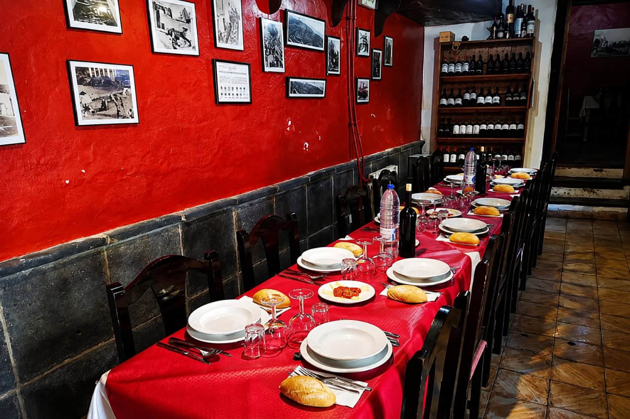 Traditional restaurant dining room prepared for dinner during the Tenerife Stars Excursion