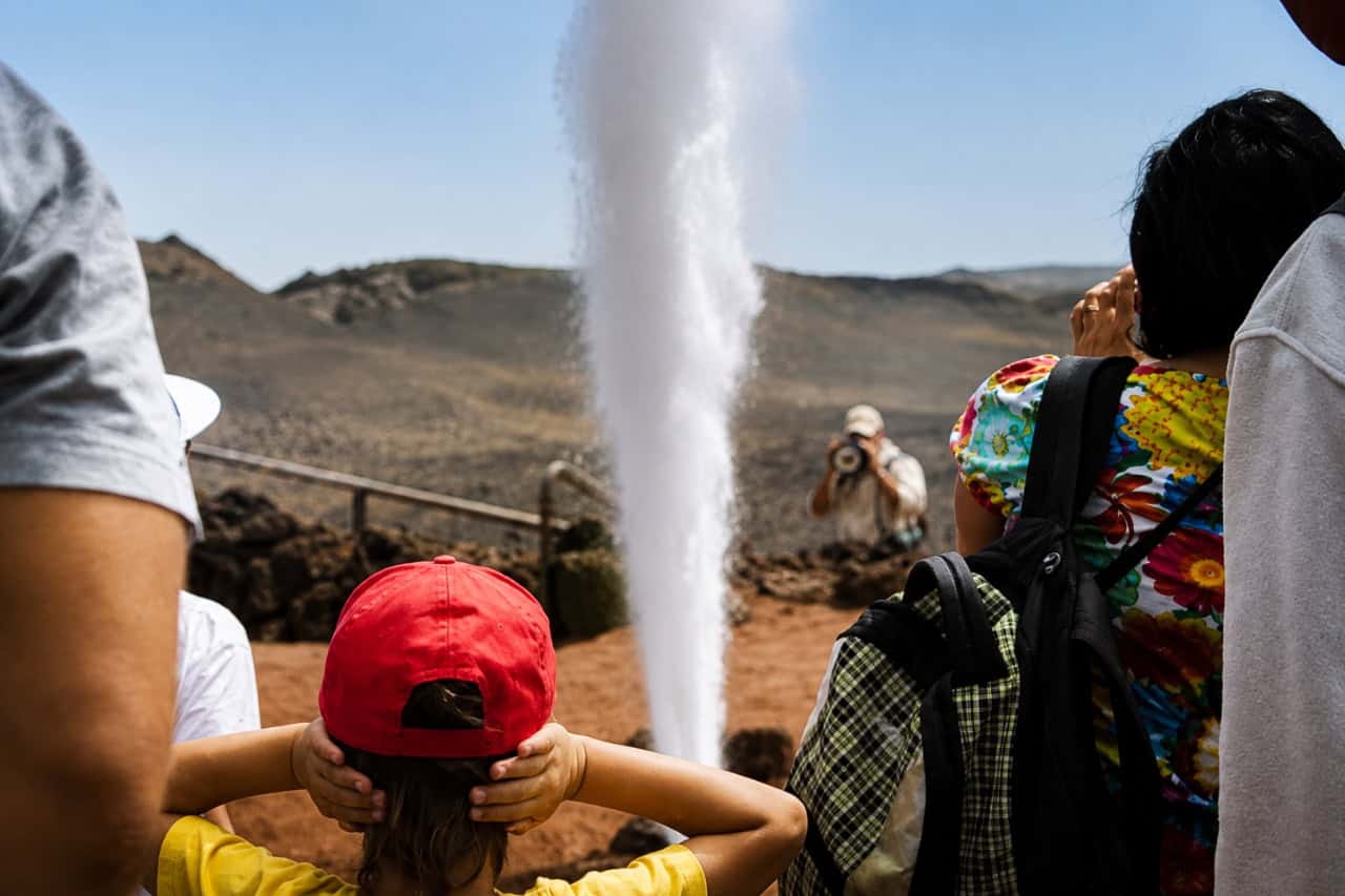 Geyser demonstration at Timanfaya on the island day tour