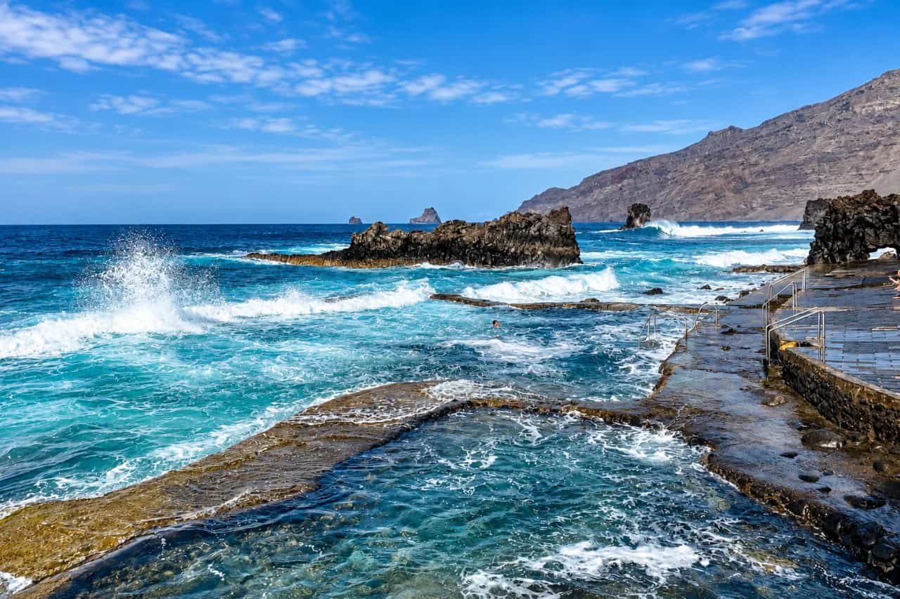 Natural ocean pools between volcanic rocks in El Hierro