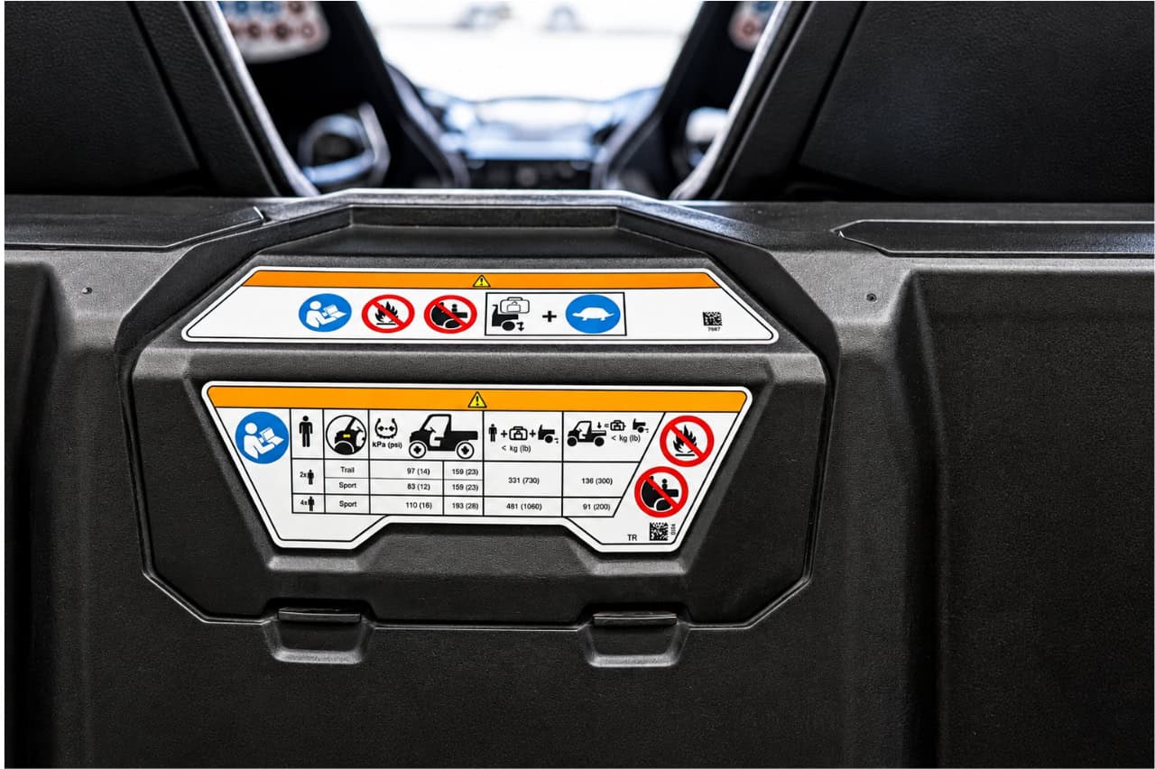Safety and operating information inside a buggy