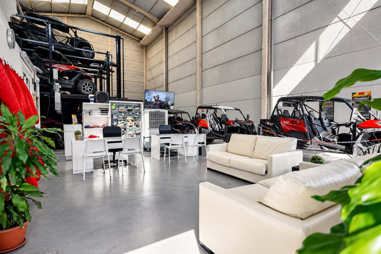 Inside the Top Buggy base with buggies ready for the guided tour