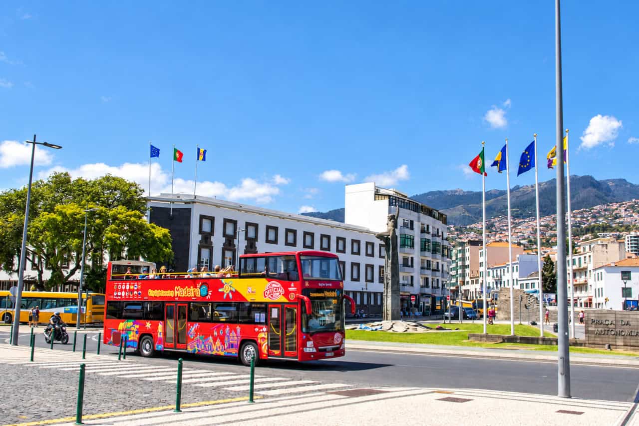 Open-top sightseeing bus in Funchal
